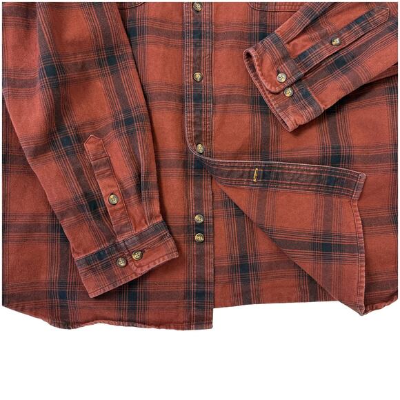 Carhartt Heavyweight Flannel Plaid Shirt | Workwear 100% Cotton Rust Brown | 2XL - Picture 4 of 7